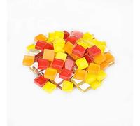 Mosaic Tiles Arts and Crafts, Mosaic Kit 100g (About 100pcs) 1cm Multi Colors Square Glass Tiles for DIY Crafts Tiles Fashion Home Decoration(Red Yellow Mixed)