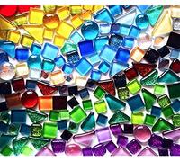 Mosaic Tiles Arts and Crafts, Mosaic Kit 250g/pack Glass Mosaic Tile Irregular Shape DIY Hobbies for Kids Glitter Shiny Mixed Mosaic Stone Handmade Art Materials(D)