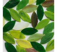 Mosaic Tiles Arts and Crafts, Mosaic Kit 30 Pcs Mixed Color Leaf Shape Mosaic Tiles Stained Glass DIY Coaster Lamp Mosaic Puzzle Art Wall Decoration Material(F)
