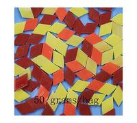 Mosaic Tiles Arts and Crafts, Mosaic Kit DIY Handmade Mosaic Tiles Diamond Transparent Mixed Color Glass for Mosaic Crafts Supplies Puzzle Art Materials(Beige)