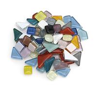 Mosaic Tiles Arts and Crafts, Mosaic Kit Geometric Figures Mini Crystal Mosaic Glass Tiles Children's Handmade Creative Parts 1 Cm Colored Squares(Irregular100g)