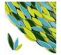Mosaic Tiles for Crafts 200g Willow Leaves Mosaic Tiles Porcelain Leaf-Shape Tile 3 Sizes Mix Multi Color DIY Making Stones for Craft Arts Decor(Color05)