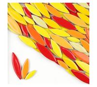 Mosaic Tiles for Crafts 200g Willow Leaves Mosaic Tiles Porcelain Leaf-Shape Tile 3 Sizes Mix Multi Color DIY Making Stones for Craft Arts Decor(Color06)