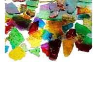 Mosaic Tiles for Crafts 400 G Colorful Ice Crack Fragments Crystal Mosaic DIY Creative Handmade Art Colored Tempered Glass Transparent Particles(Color01)