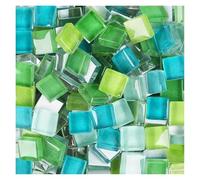 Mosaic Tiles for Crafts 500g Mixed Mosaic Pieces Assorted Color Square Glitter Glass Tiles for DIY Crafts Supplies Blue Purple Green Arte(Green Mix)