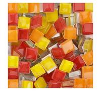 Mosaic Tiles for Crafts 500g Mixed Mosaic Pieces Assorted Color Square Glitter Glass Tiles for DIY Crafts Supplies Blue Purple Green Arte(Orange Mix)