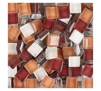 Mosaic Tiles for Crafts 500g Mixed Mosaic Pieces Assorted Color Square Glitter Glass Tiles for DIY Crafts Supplies Blue Purple Green Arte(Brown Mix)