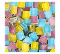 Mosaic Tiles for Crafts 500g Mixed Mosaic Pieces Assorted Color Square Glitter Glass Tiles for DIY Crafts Supplies Blue Purple Green Arte(ColorC)