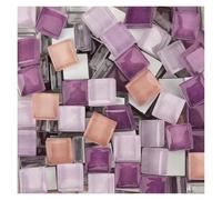 Mosaic Tiles for Crafts 500g Mixed Mosaic Pieces Assorted Color Square Glitter Glass Tiles for DIY Crafts Supplies Blue Purple Green Arte(Purple Mix)