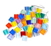 Mosaic Tiles for Crafts 500PCS Mixed Color Glitter Glass Mosaic Grain Tiles for Garden Decor Hand Mosaics Flowerpots Making(Mixed)