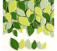 Mosaic Tiles for Crafts Bulk - Mini Ceramic Oak Leaves Pieces for DIY Kits & Adults DIY Mosaic Making Hobbies Decoration Stepping Stone and etc. (Green Ceramic Rhomboid Leaf Mix)