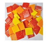 Mosaic Tiles Mosaic Quartz Tiles 2cm Square 4mm Thick Multicolor 30 Pcs 85g/3oz(Red-Yellow-ora Mixed)