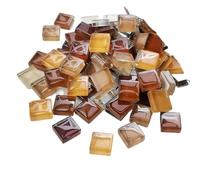 Mosaic Tiles Mosaic Tiles 1 * 1 cm Square Transparent Glass Crystal Colorful Cube Craft Project Children DIY Creating Accessories(Mixed Brown)