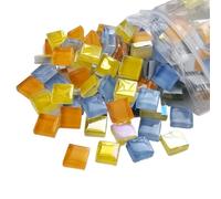 Mosaic Tiles Mosaic Tiles 1 * 1 cm Square Transparent Glass Crystal Colorful Cube Craft Project Children DIY Creating Accessories(Mixed Lake)