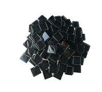 Mosaic Tiles Squares Black Crystal Mosaic Glass Tile for Crafts Bulk DIY Picture Frames Handmade Jewelry Coasters Art Material Decoration,1x1cm,100 Pieces