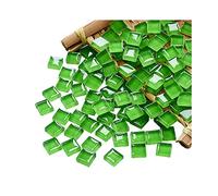 Mosaic Tiles Squares Dark Green Crystal Mosaic Glass Tile for Crafts Bulk DIY Picture Frames Handmade Jewelry Coasters Art Material Decoration,1x1cm,100 Pieces