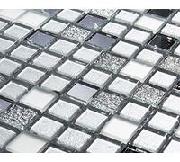 Mosaic Wall Silver Glass Mirror Tile Sparkle Glitter Bathroom Kitchen 30x30cm