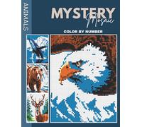 MOSAICO MISTERIOSO PARA COLOREAR POR NÚMEROS ANIMALES: Revela 50 diseños de animales maravillosos. Coloreado fácil con solo 12 colores. Libro de colorear divertido y relajante para adultos