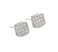 Mosan Earrings Female Love S925 Sterling Silver Needle Zircon Six Moissanite Earrings Earning (White, One Size)
