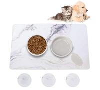 MOSANEE Large Stone Dog Food Mat,Absorbent Cat Dog Mat for Food and Water, Quick Drying Pet Feeding Mat, Anti-Slip Diatomaceous Earth Dog Bowl Mat for Messy Drinkers,White Painted Marble 24''x16''