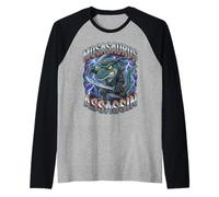 Mosasaurus Assassin Funny Ninja Dinosaur Meme Katana Raglan Baseball Tee
