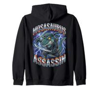 Mosasaurus Assassin Funny Ninja Dinosaur Meme Katana Zip Hoodie