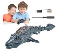 Mosasaurus Dinosaur Figurine - Swimming Mosasaurus Toy | Rechargable Mosasaurs With Light And Spray | Simulation Mosasaurus Remote Control Toy For Kids Water Play Pool Fun Summer Swimming