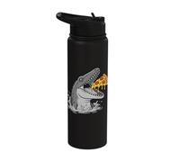 Mosasaurus Eating Pizza Slice Meme Retro Dinosaur Stainless Steel Insulated Water Bottle