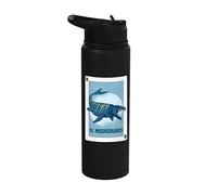Mosasaurus Prehistoric Aquatic Dinosaur Mexican Card Stainless Steel Insulated Water Bottle
