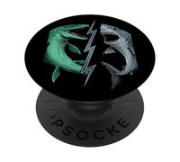 Mosasaurus Vs Prehistoric Epic Shark Battle Comic Book Art PopSockets Adhesive PopGrip
