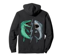 Mosasaurus Vs Prehistoric Epic Shark Battle Comic Book Art Pullover Hoodie