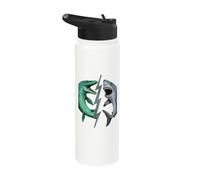 Mosasaurus Vs Prehistoric Epic Shark Battle Comic Book Art Stainless Steel Insulated Water Bottle