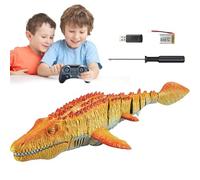 Mosasaurus Water Toy - ABS 40x14.5x8cm | Remote Control Dinosaur Pool Toy, Floating RC Mosasaurus With Light Spray Water, Swimming Pool Lake Diving Toys For Kids | Outdoor Play