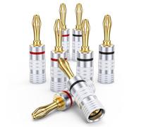 MOSAWG 4 Pairs Banana Plugs for Speaker Wire - 24K Gold Plated Banana Adapter Connector