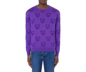 Moschino Allover Teddy Bear Wool Pullover Purple size 48 | Sweaters Outlet | Men | Purple 48