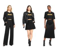 Moschino Couture Milano Cropped Tee Top T-Shirt Gold 3D Application New M