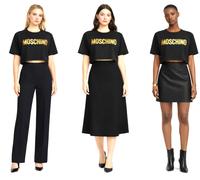 Moschino Couture Milano Cropped Tee Top T-Shirt Gold 3D Application New XS