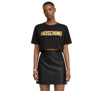 Moschino Couture Milano Cropped Tee Top T-Shirt Gold 3D Application New XXS