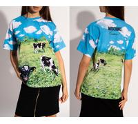 Moschino Couture Oversize T-shirt Farm Countryside Cow Print Graphic Tee BNWT L