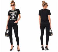 Moschino Couture T-Shirt Pearls Logo Black Top Double Question Mark XXS