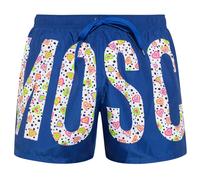 Moschino Floral Print Logo Bright Blue Short Swim Shorts - M