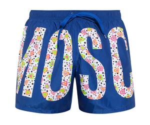 Moschino Floral Print Logo Bright Blue Short Swim Shorts - M
