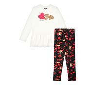Moschino Kid Girls Ivory & Black Teddy & Heart Leggings Set-8 Years