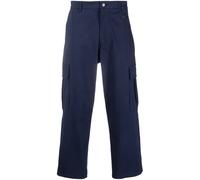 Moschino logo-embroidered cotton cropped trousers - Blue 46-48-50
