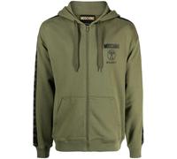 Moschino logo-print zip-up organic cotton hoodie - Green 48-50