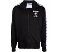 Moschino logo-striped zipped jumper - Black 48