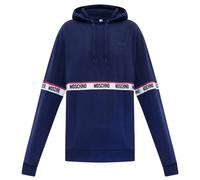 Moschino Mens Branded Taped Chest Navy Blue Hoodie - Size Large