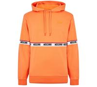 Moschino Mens Branded Taped Chest Orange Hoodie - Size Large
