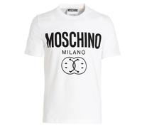 Moschino Mens Double Smiley Logo White T-shirt Cotton - Size X-Large