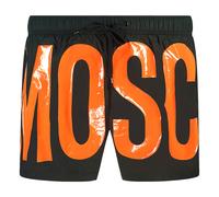 Moschino Mens Large Orange Logo Black Swim Shorts - Size Large